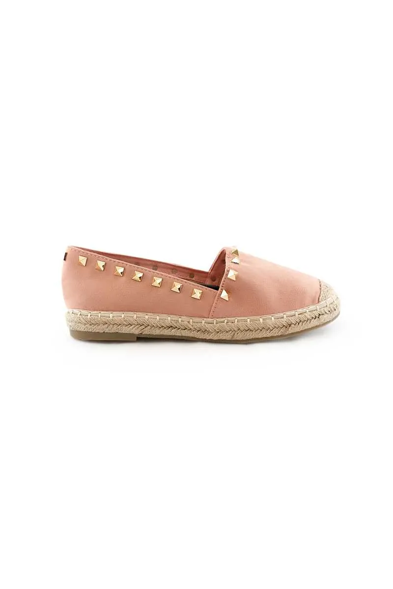 Amera- Pink Suede Studded Espadrilles