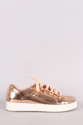 Bamboo Mirror Metallic Low Top Lace Up Sneaker