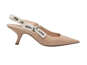 Beige Christian Dior Pointed-Toe Patent Slingbacks Size 41