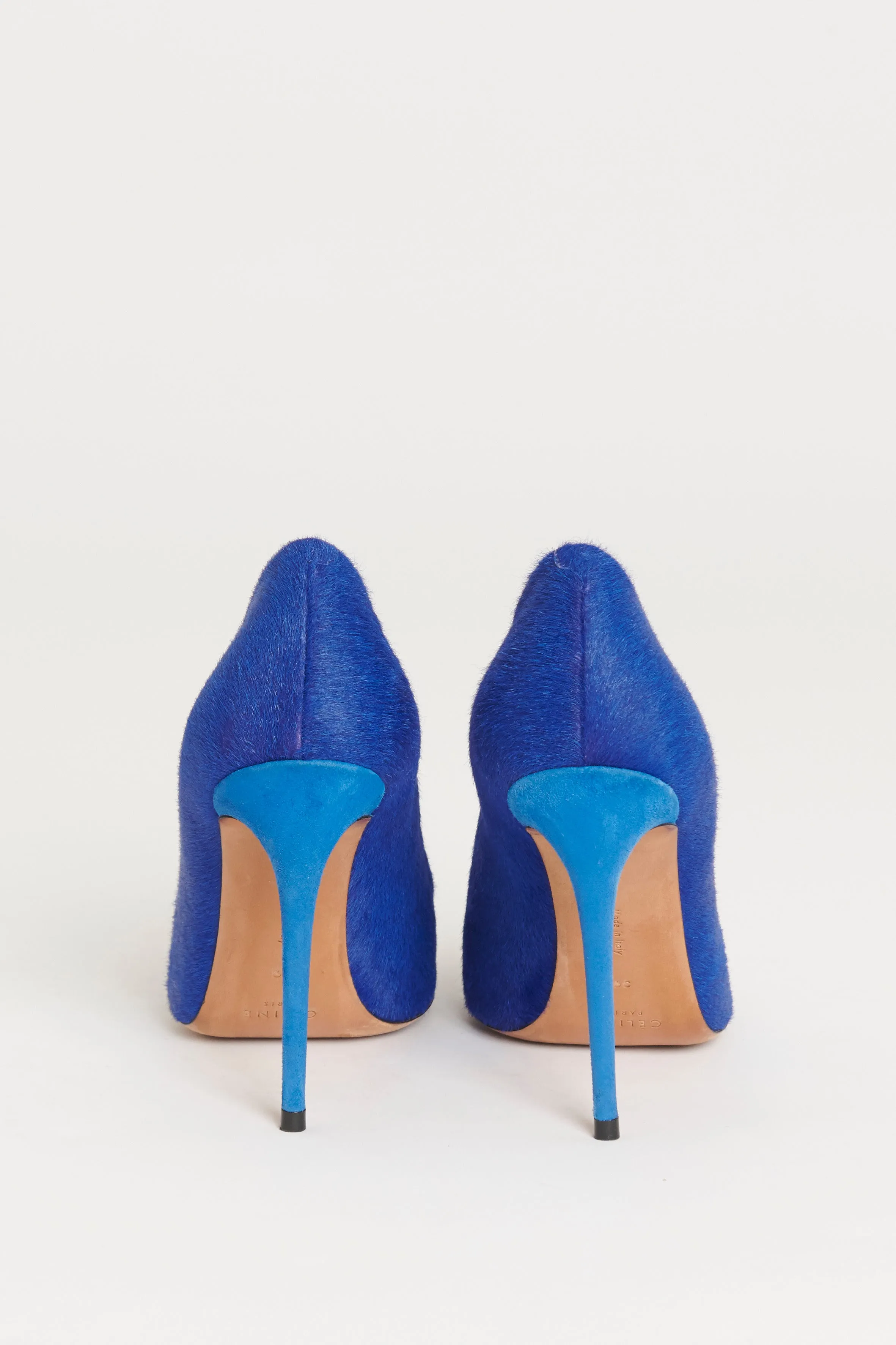 Blue Pony Hair Preowned Pumps