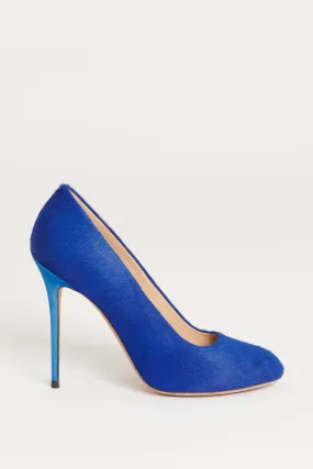 Blue Pony Hair Preowned Pumps