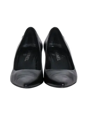 Chanel - Black Leather Pointed Basic Pumps Sz 8.5