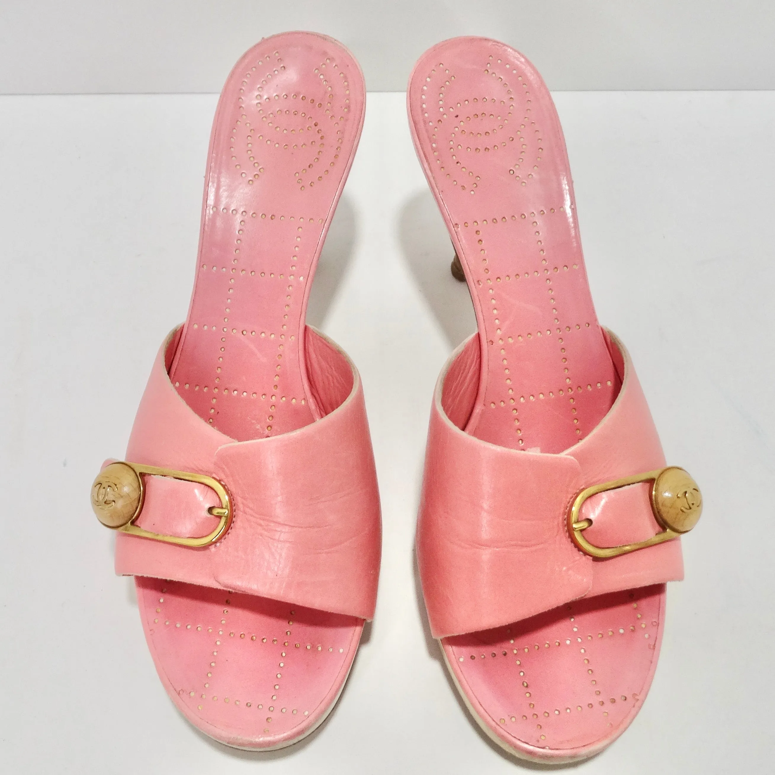 Chanel Hot Pink Leather CC Logo Mules