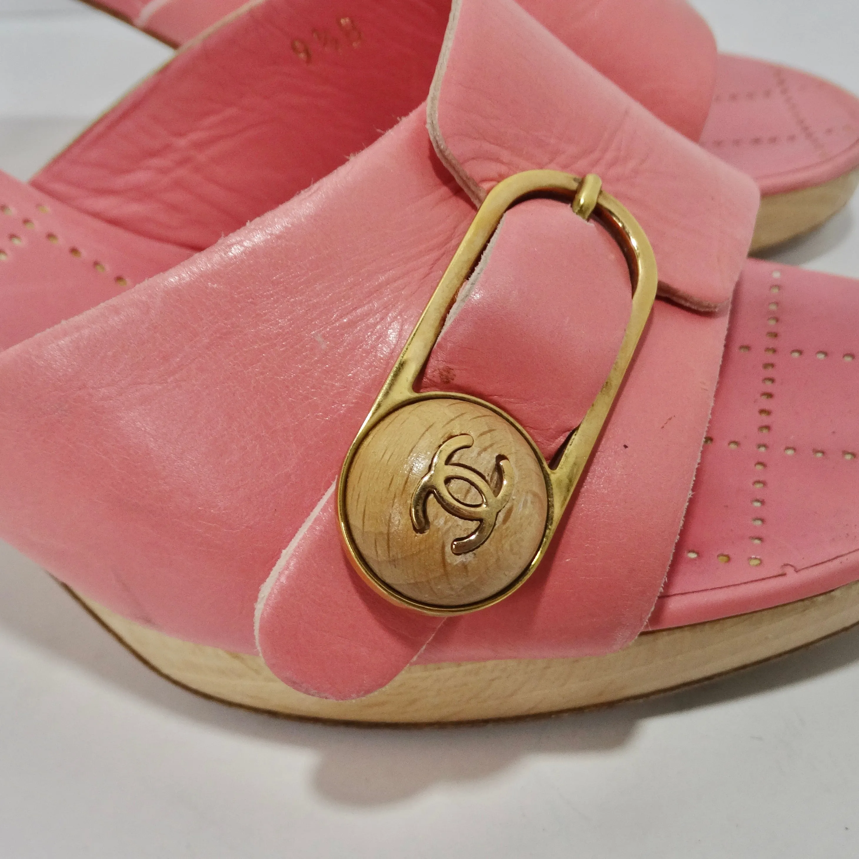 Chanel Hot Pink Leather CC Logo Mules