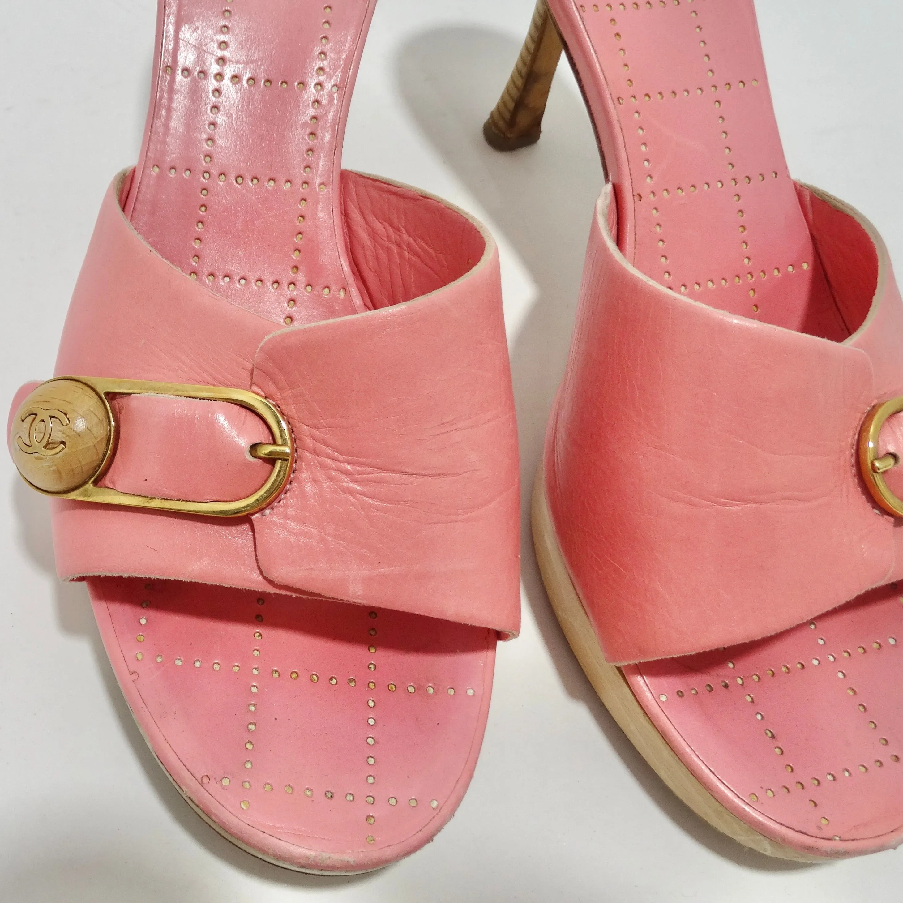 Chanel Hot Pink Leather CC Logo Mules