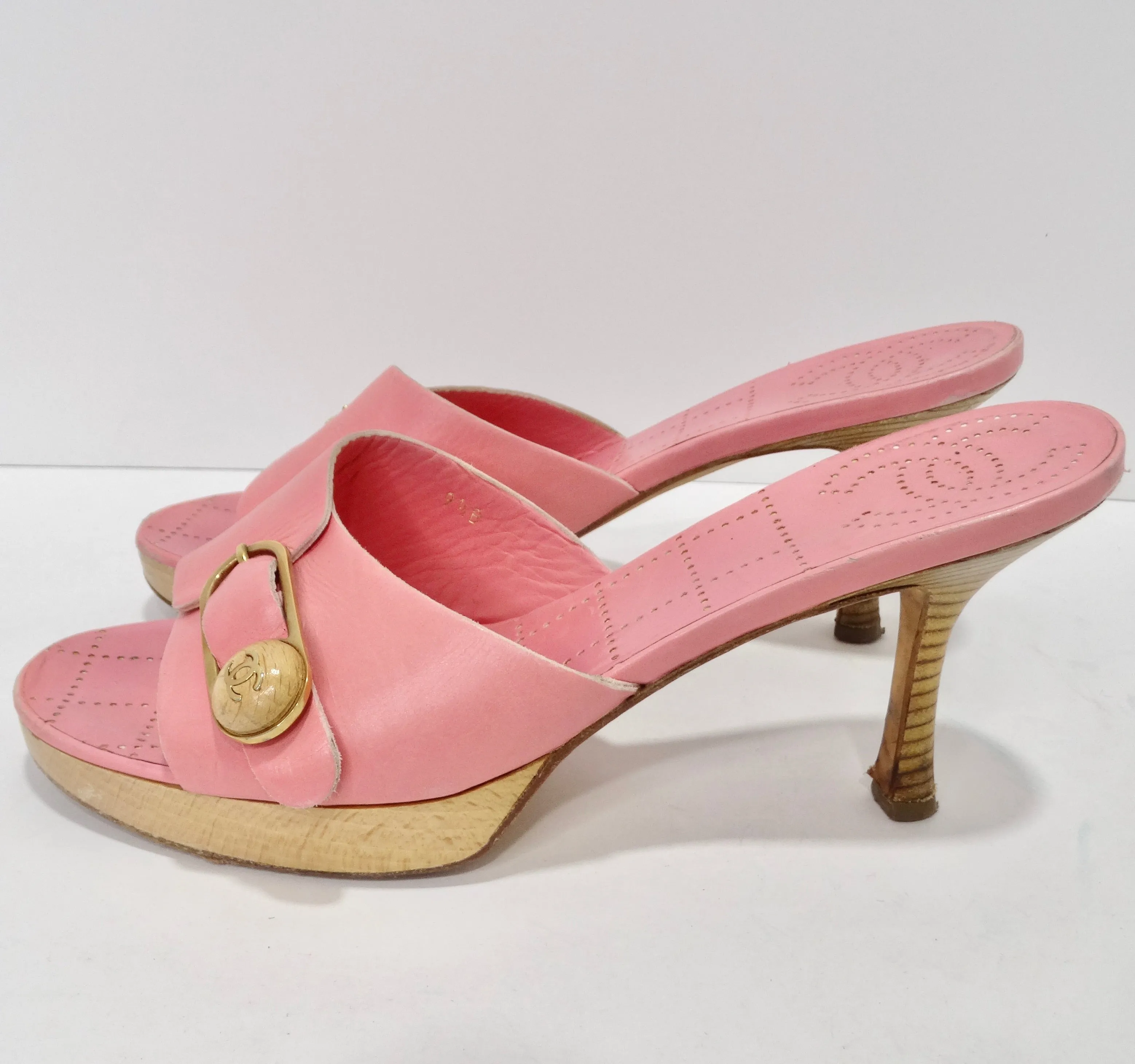 Chanel Hot Pink Leather CC Logo Mules