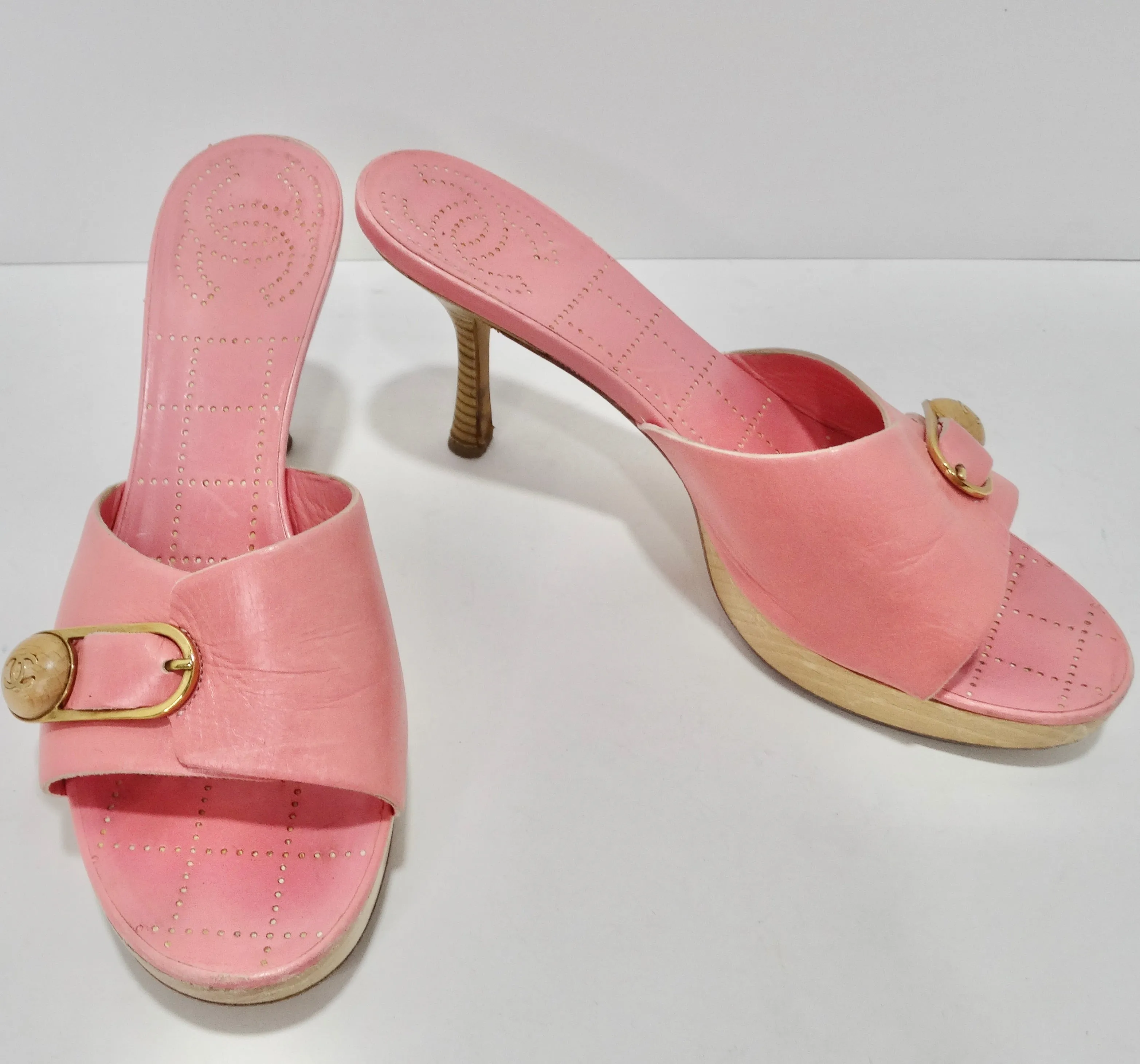 Chanel Hot Pink Leather CC Logo Mules