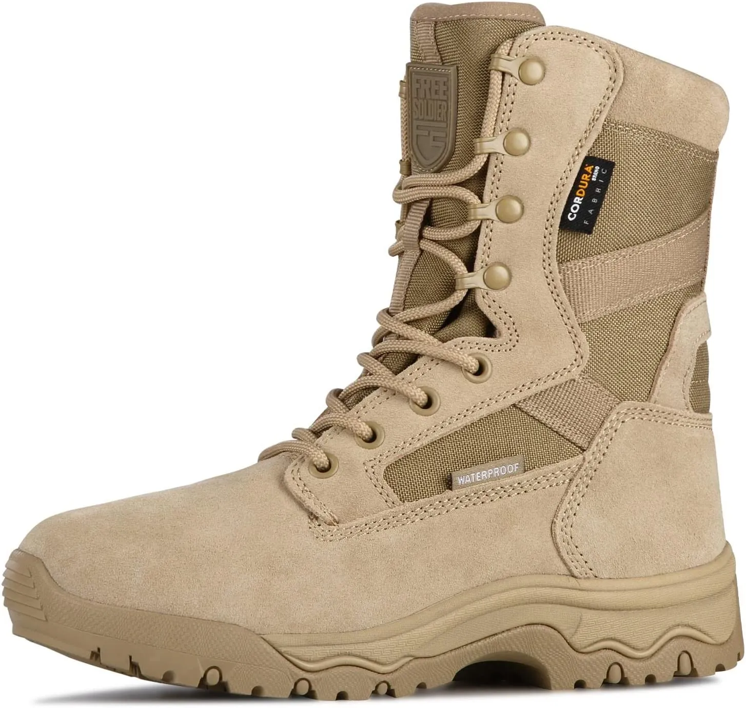 FREE SOLDIER Men’s Tactical Boots 8 Inches Lightweight Combat Boots durable Leather