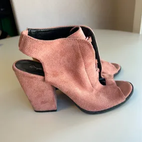 Open-Toe Peep-Toe High Block Heel Booties By Qupid In Pink Women's Size 7