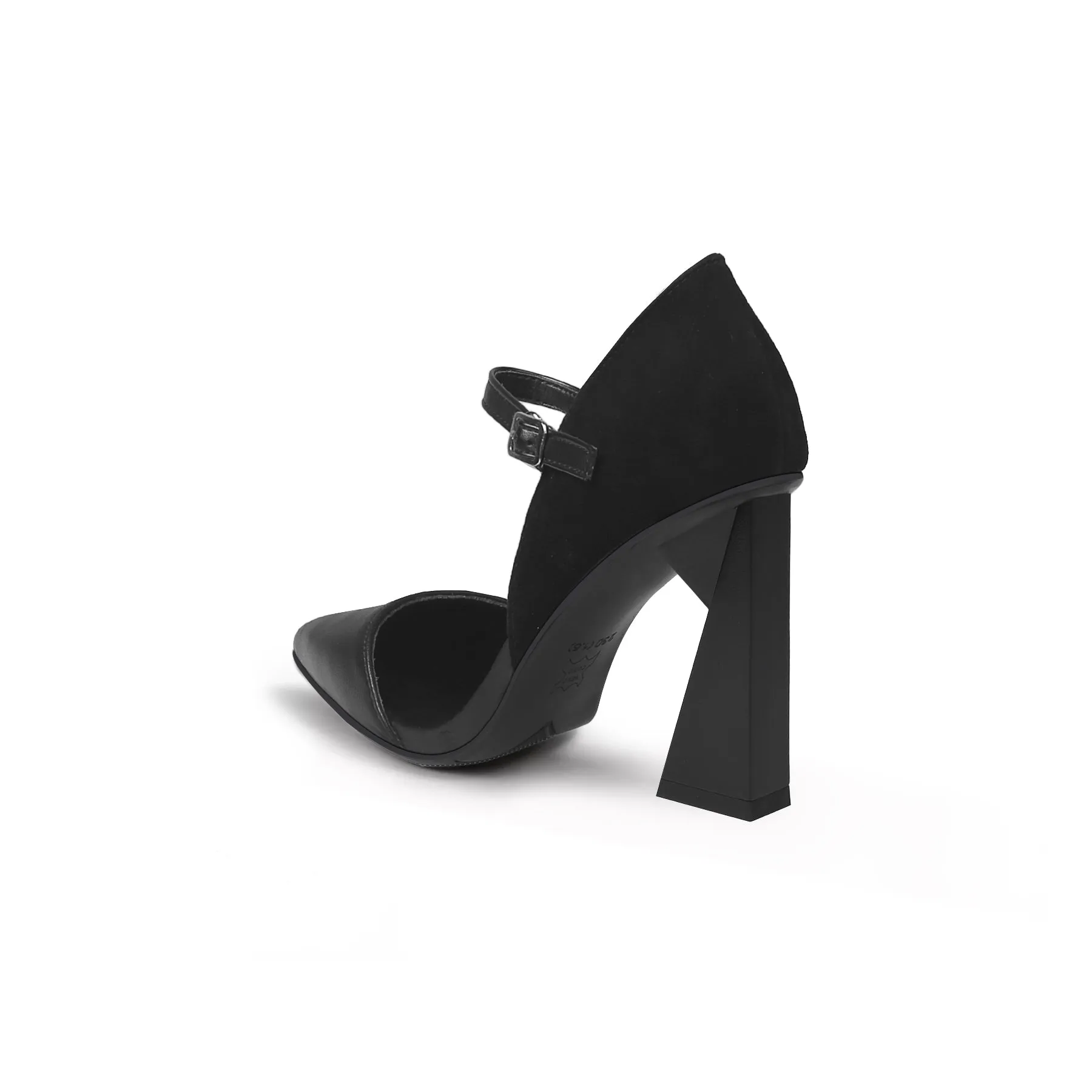 Pointed Toe Ankle Strap Trape Heel Pumps