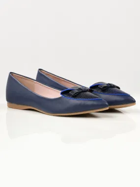 Textured Bow Pumps - Blue