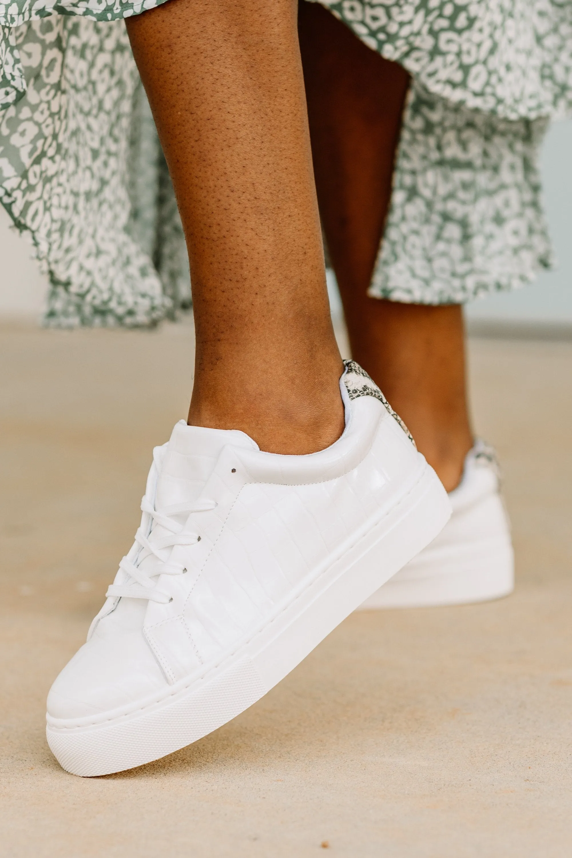 The Traveler White Snake Platform Sneakers