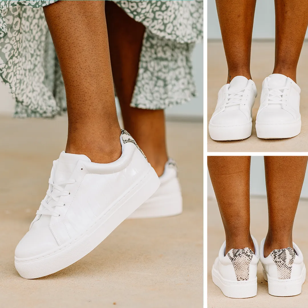 The Traveler White Snake Platform Sneakers