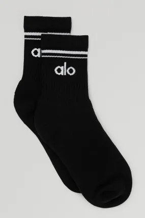 Unisex Half-Crew Throwback Sock - Black/White