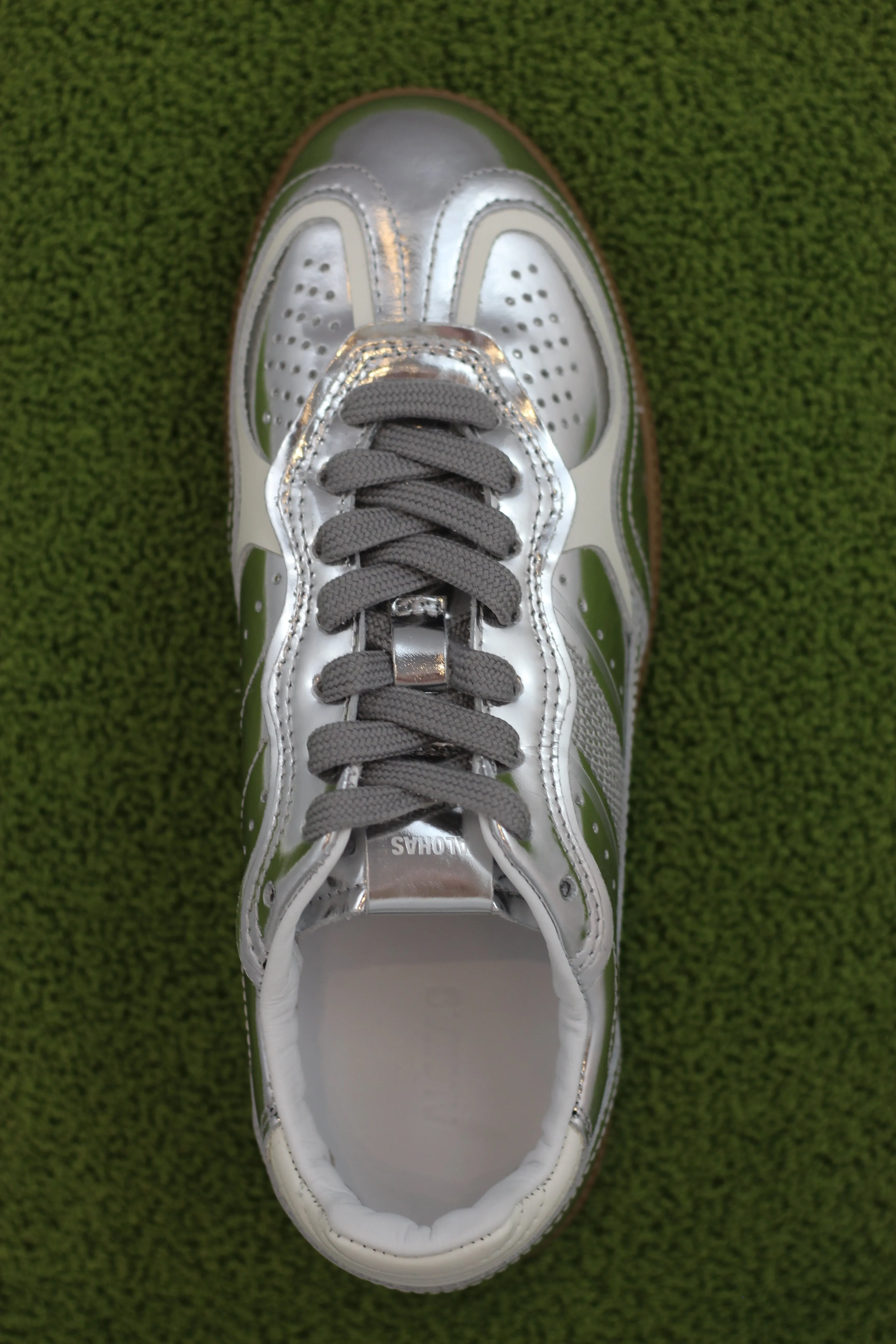 Womens Rife Shimmer Sneaker-Silver Leather